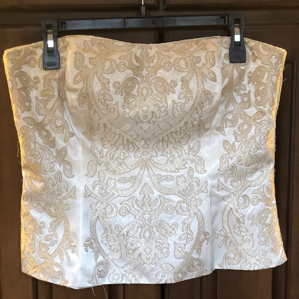 Winter white and gold embroidered bustier